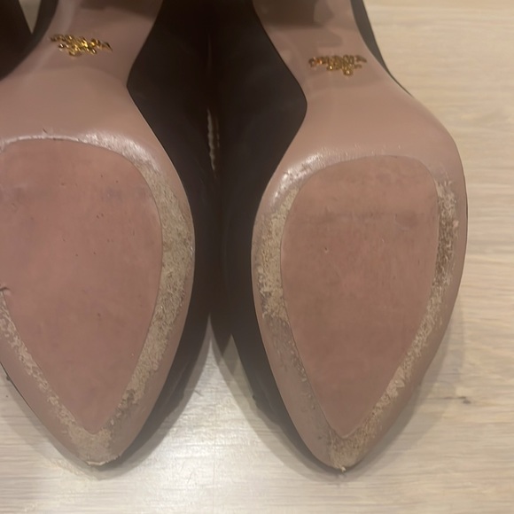 Prada Black Peep Toe leather Pumps with stitching - Picture 5 of 6